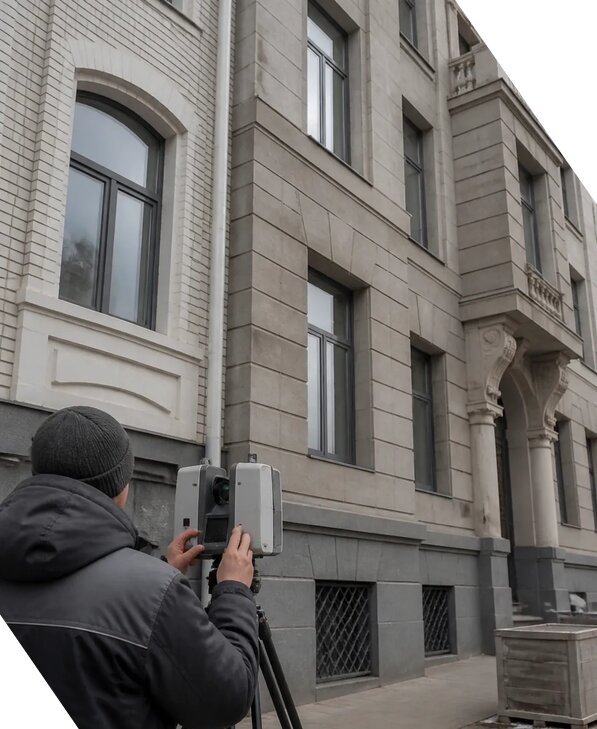 Лазерное сканирование фасадов зданий для обследования в Заволжье